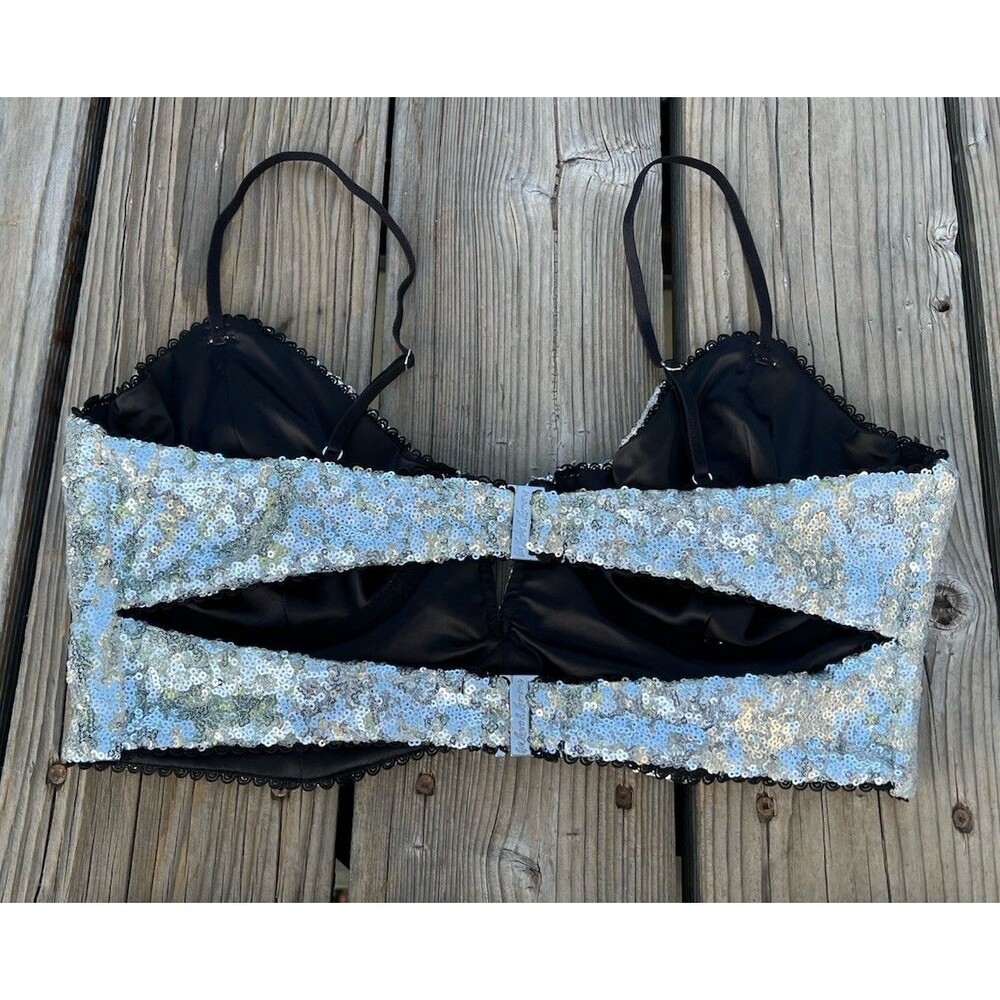 For Love & Lemons Women's L Sequin Underwire Bustier & High Waist Panty Set - Picture 8 of 13